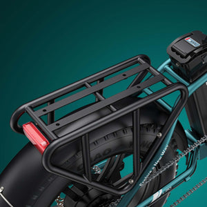 Sturdy Engwe L20 Boost rear cargo rack with fat tyre setup, ideal for delivery, shopping, or commuting with gear.