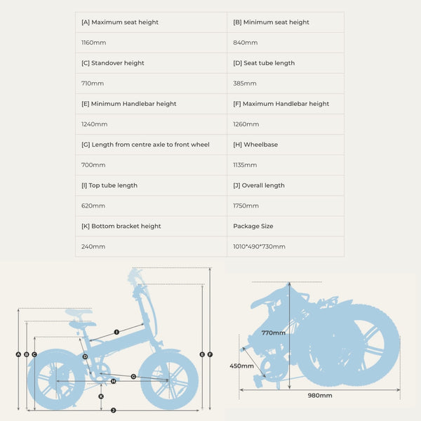 Ado Beast 20F Fat Tyre Folding Electric Bike Grey 250W  ado   