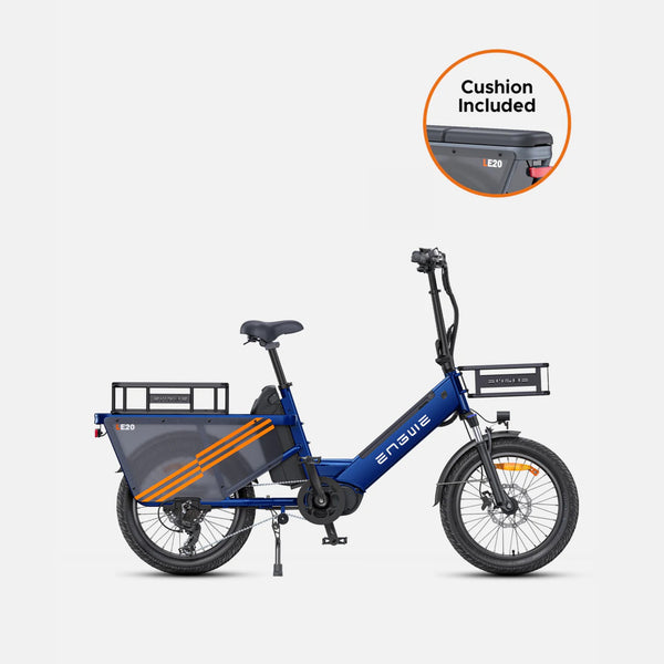 Engwe LE20 250W Step-Through Cargo Electric Bike with Torque Sensor engwe Blue Dual Battery LE20 Cargo