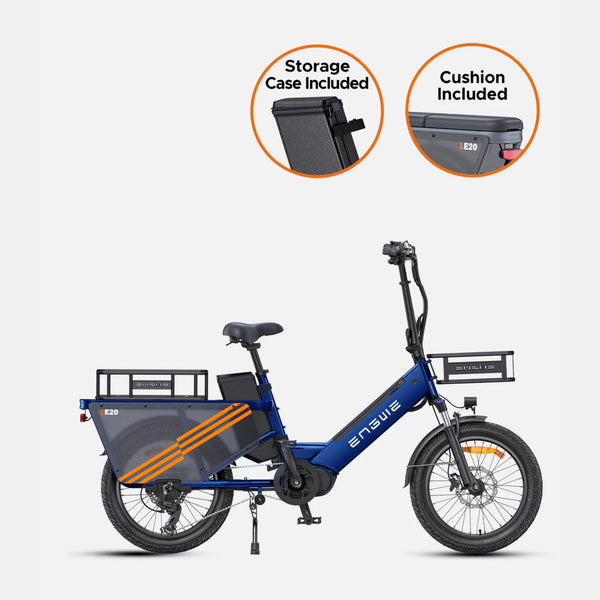 Engwe LE20 250W Step-Through Cargo Electric Bike with Torque Sensor engwe Blue Single Battery LE20 Cargo