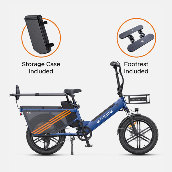 Engwe LE20 250W Step-Through Cargo Electric Bike with Torque Sensor engwe Blue Single Battery LE20 Passenger