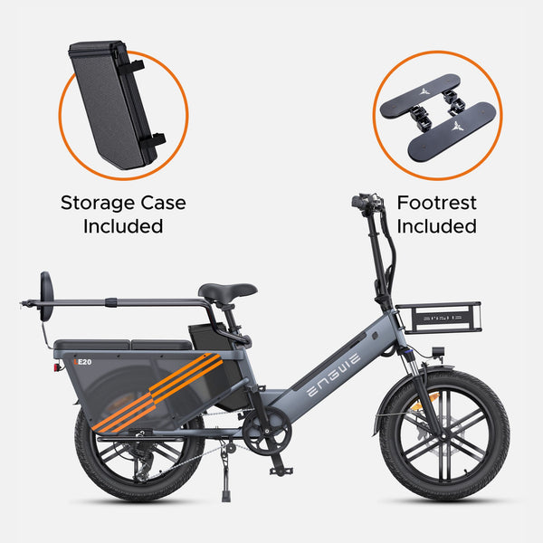 Engwe LE20 250W Step-Through Cargo Electric Bike with Torque Sensor engwe Grey Single Battery LE20 Passenger