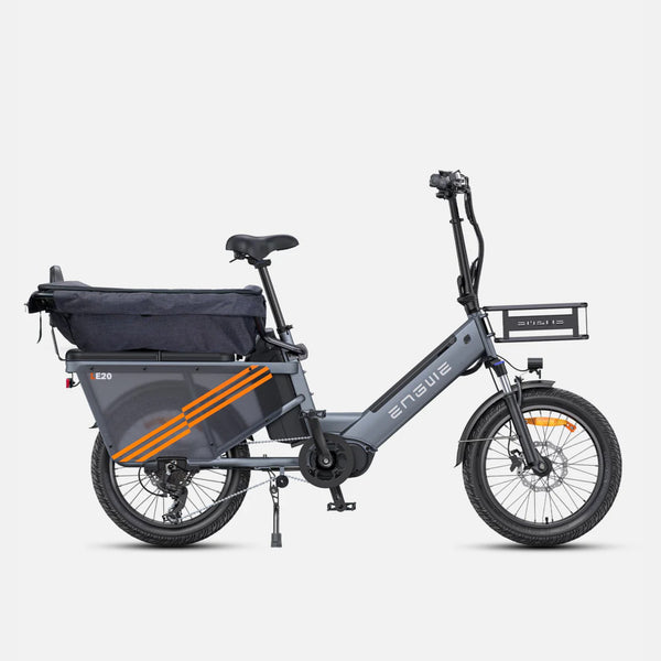 Engwe LE20 250W Step-Through Cargo Electric Bike with Torque Sensor engwe Grey Dual Battery LE20 Versatile Canvas