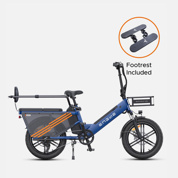 Engwe LE20 250W Step-Through Cargo Electric Bike with Torque Sensor engwe Blue Dual Battery LE20 Passenger