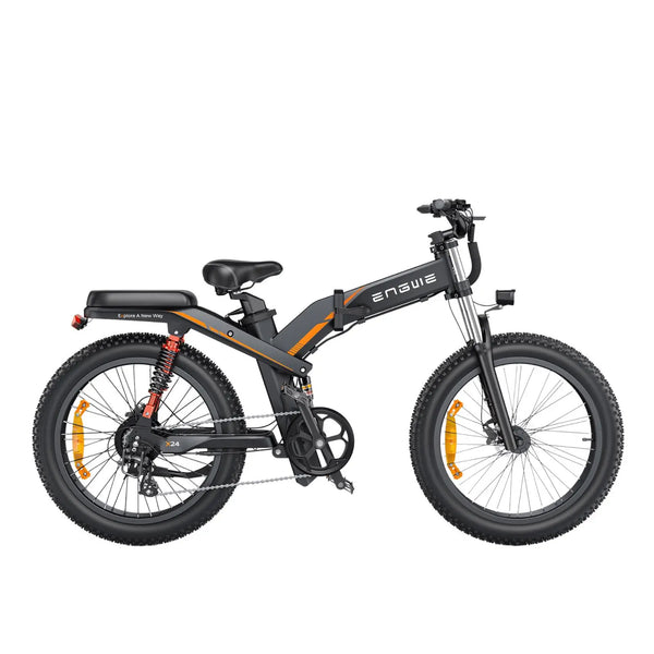 Engwe X24 All Terrain Fat Tyre Folding Electric Bike 1000W  engwe 19.2Ah Single Battery Black 