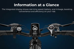 Engwe EP-2 Boost LCD handlebar display showing speed, battery, and mileage data for efficient and informed riding.