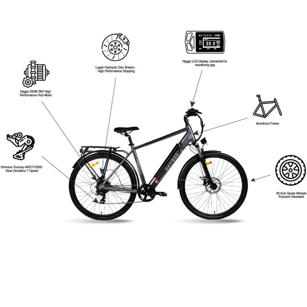 Hygge Aarhaus Commuter Electric Bike Graphite Grey 250W  hygge   