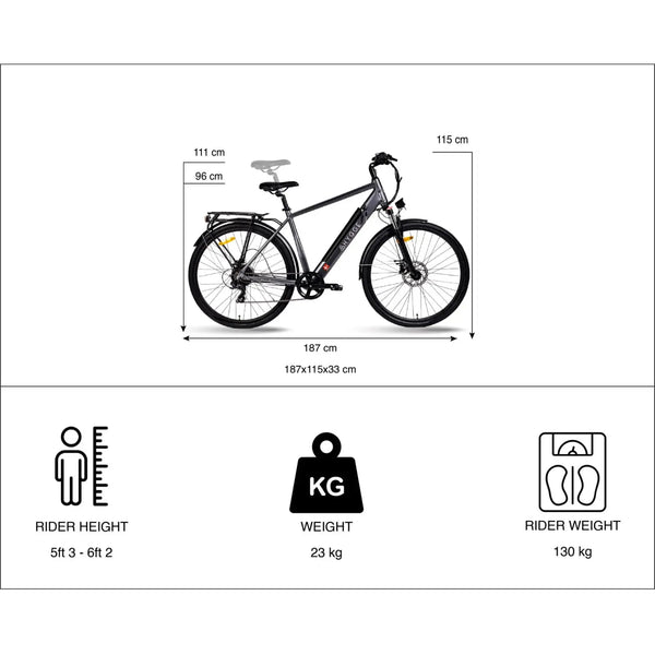 Hygge Aarhaus Commuter Electric Bike Graphite Grey 250W  hygge   