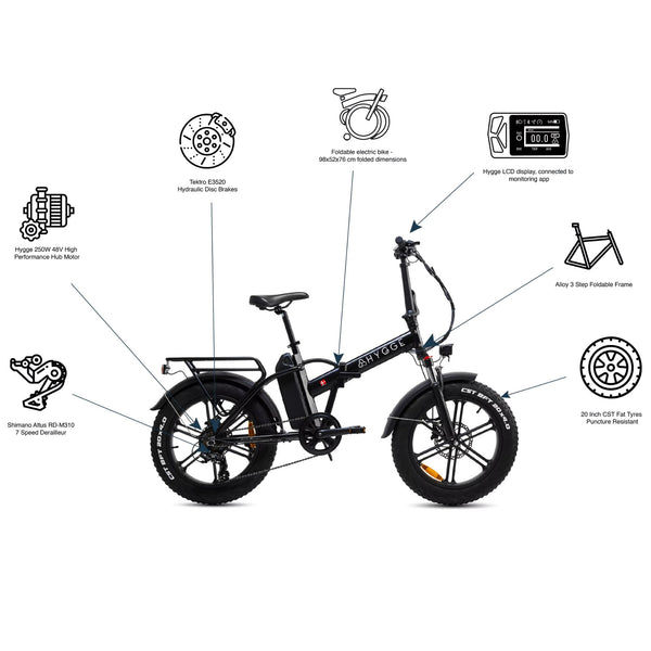 Hygge Vester Electric Bike | Foldable, 250W Motor, 80km Range, Fat Tyres hygge