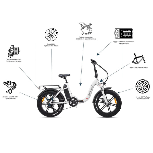 Hygge Vester Step Electric Bike | Foldable, 250W Motor, 80km Range, Fat Tyres hygge