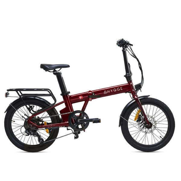 Hygge Virum Foldable Electric Bike | Ultra-Light 18kg, 250W Motor, 60km Range hygge Sangria Red