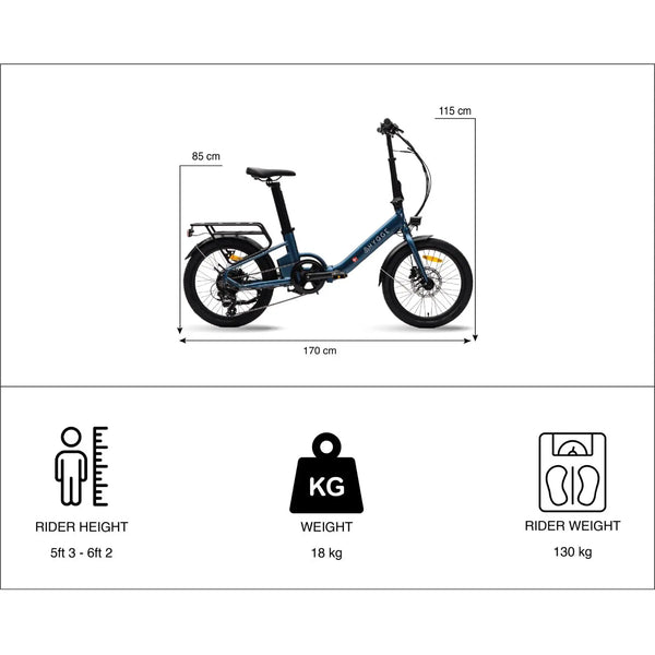 Hygge Virum Step Through Folding Electric Bike Navy Blue 250W  hygge   