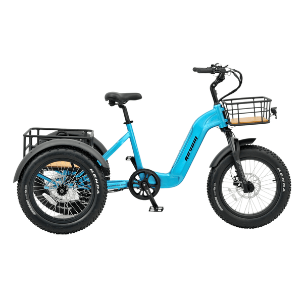 Revom T2 Fat Tyre Electric Mountain Tricycle 250W  revom Blue Rear Bag (+£69) 