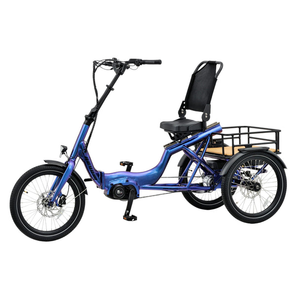Revom T4 Semi-Recumbent Folding Electric Tricycle | 85Nm Motor, Cargo Crate revom