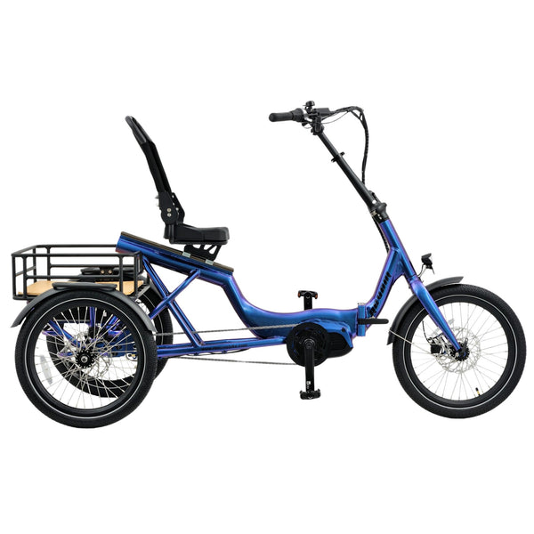 Revom T4 Semi-Recumbent Folding Electric Tricycle | 85Nm Motor, Cargo Crate revom Purple Blue