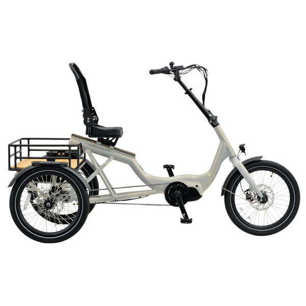 Revom T4 Semi-Recumbent Folding Electric Tricycle | 85Nm Motor, Cargo Crate revom Pearl White
