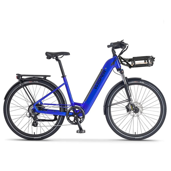 Wisper Wayfarer H7 Hub-Drive Step-Through Electric Bike Sky Blue 250W | 700Wh Battery wisper Add Front Rack City Full Throttle