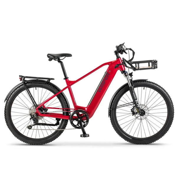 Wisper Wayfarer H9 Hub-Drive Crossbar Electric Bike Red 250W | 700Wh Battery wisper Add Front Rack Adventure Full Throttle