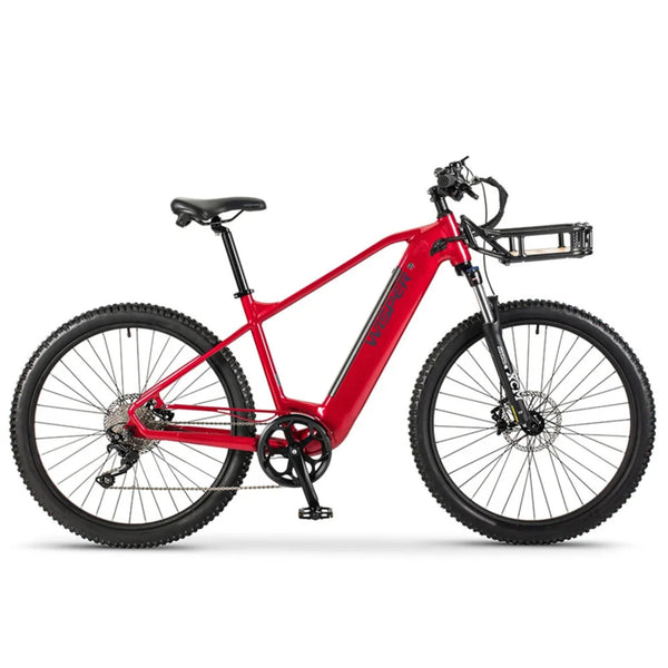 Wisper Wayfarer H9 Hub-Drive Crossbar Electric Bike Red 250W | 700Wh Battery wisper Add Front Rack Mountain Full Throttle