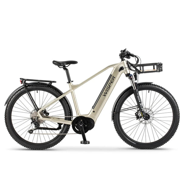 Wisper Wayfarer M7 Mid-Drive Crossbar Electric Bike Iridium Silver 250W | 700Wh Battery wisper Add Front Rack Adventure Full Throttle