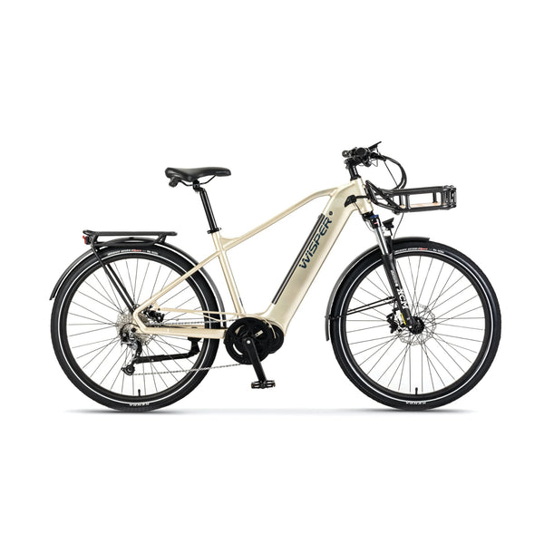 Wisper Wayfarer M7 Mid-Drive Crossbar Electric Bike Iridium Silver 250W | 700Wh Battery wisper Add Front Rack City Full Throttle