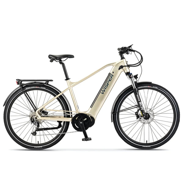 Wisper Wayfarer M7 Mid-Drive Crossbar Electric Bike Iridium Silver 250W | 450Wh Battery wisper No Front Rack City Full Throttle