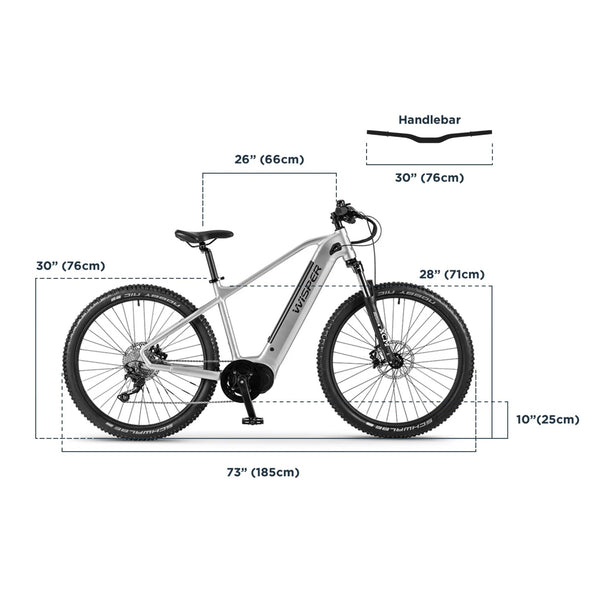 Wisper Wayfarer M7 Mid-Drive Crossbar Electric Bike Iridium Silver 250W | 700Wh Battery wisper