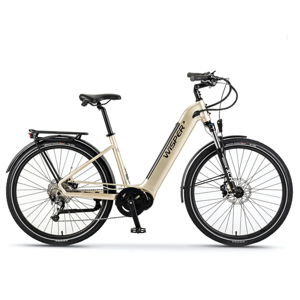 Wisper Wayfarer M7 Mid-Drive Step-Through Electric Bike Iridium Silver 250W | 450Wh Battery wisper No Front Rack City Full Throttle