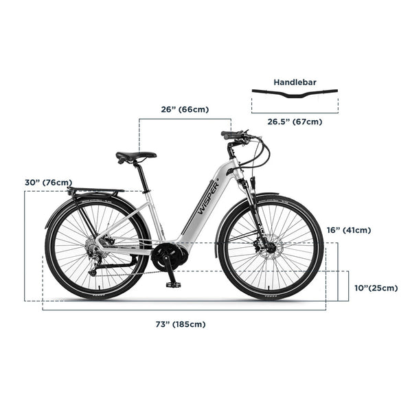 Wisper Wayfarer M7 Mid-Drive Step-Through Electric Bike Iridium Silver 250W | 450Wh Battery wisper